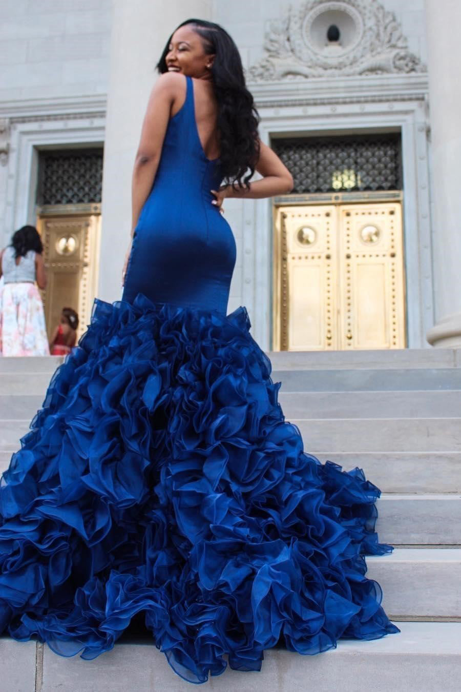 Custom Mermaid V-Neck Prom Dresses