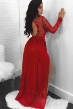 Custom Long Sleeves Prom Dresses with Slit
