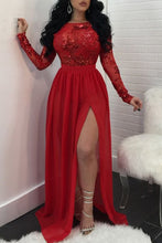 Custom Long Sleeves Prom Dresses with Slit