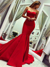 Custom Mermaid Long Red Prom Dresses