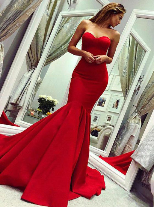 Custom Mermaid Long Red Prom Dresses