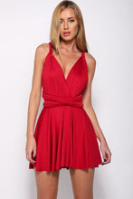 A-Line Deep V-Neck Criss-Cross Straps Short Stretch Convertible Homecoming Dresses