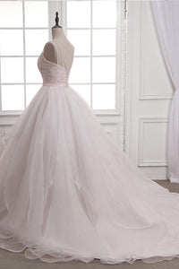 Chic Ball Gown Tulle & Organza Wedding Dresses with Beaded Embroidery & Ruffles