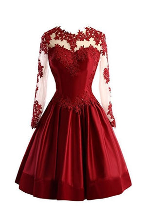 Gorgeous Appliques Lace Short/Mini Long Sleeve Side Zipper Prom Dresses Homecoming Dresses