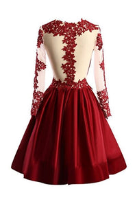 Gorgeous Appliques Lace Short/Mini Long Sleeve Side Zipper Prom Dresses Homecoming Dresses