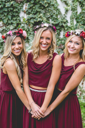 Chiffon Reversible Crop Top Bridesmaid Dresses