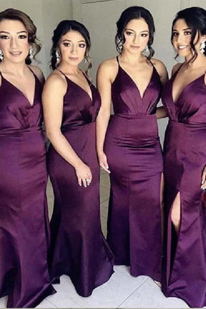 Modern Mermaid Deep V-Neck Bridesmaid Dresses