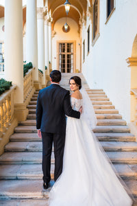 Lace 3/4 Sleeved Bridal Dress