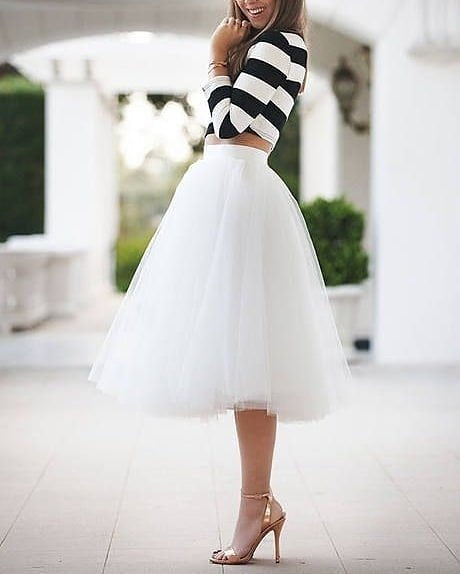 Knee Length Tulle Skirt Tutu Skirt Evening Party Gown Prom Formal Skirts